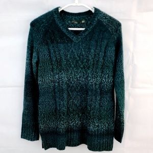 Prana Cable Knit Acrylic Sweater Teal/ Green Sz L